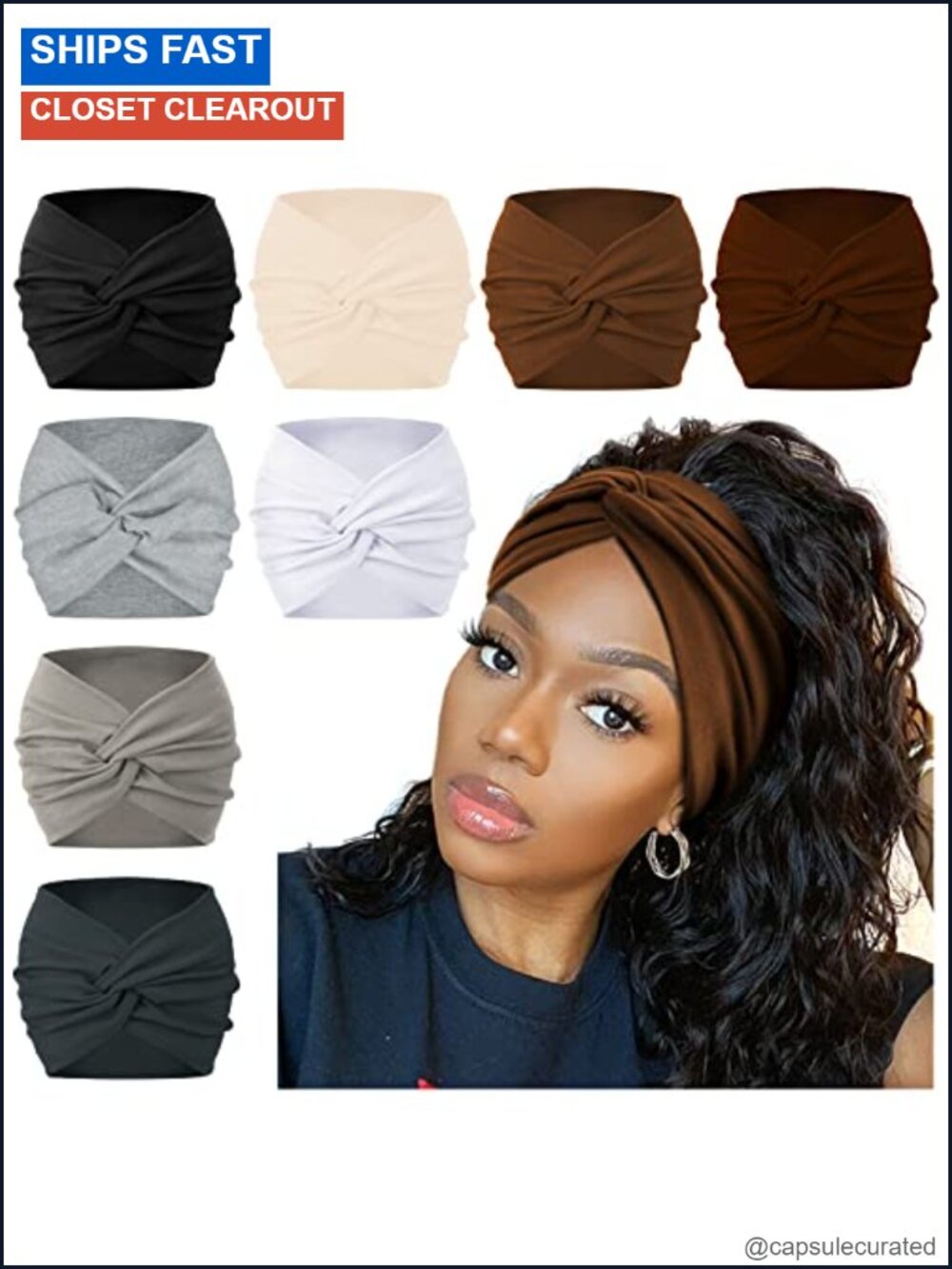 Extra Wide Turban Headbands for Women Polyester 8 Pack Boho Twisted Hair